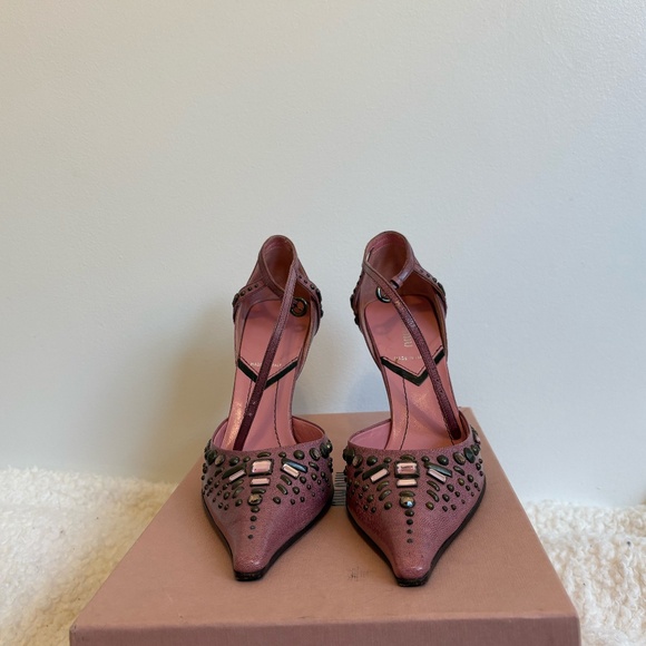 Miu Miu Pink Embellished Heels - Picture 4 of 4